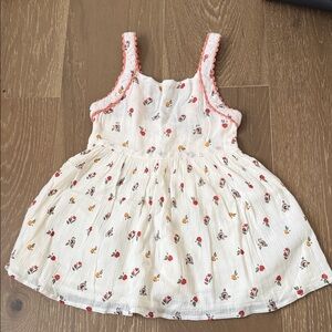 Emile et Ida White Mini Dress with Pink and Red Floral Accents